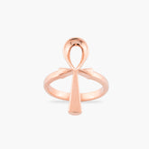 14K Gold Ankh Ring/ Egyptian Symbol Ring of Life/ Unique Ankh Jewelry for Women/ Solid Gold Ankh Ring/ Statement Gold Ring/ Gift for Her