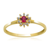 14K Gold Ruby & Diamond Round Ring – Astra