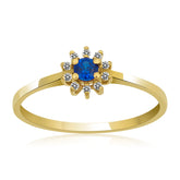14K Gold Blue Sapphire & Diamond Round Ring – Astra