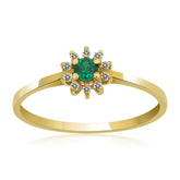 14K Gold Emerald & Diamond Round Ring – Astra