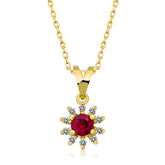 14K Gold Ruby & Diamond Round Necklace – Astra
