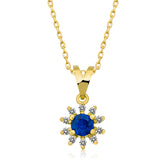 14K Gold Blue Sapphire & Diamond Round Necklace – Astra