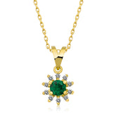 14K Gold Emerald & Diamond Round Necklace – Astra