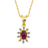 14K Gold Ruby & Diamond Oval Necklace – Astra