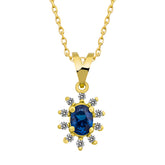 14K Gold Blue Sapphire & Diamond Oval Necklace – Astra