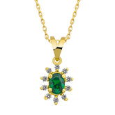 14K Gold Emerald & Diamond Oval Necklace – Astra