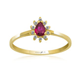 14K Gold Ruby & Diamond Pear Ring – Astra