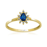 14K Gold Blue Sapphire & Diamond Pear Ring – Astra