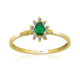 14K Gold Emerald & Diamond Pear Ring – Astra