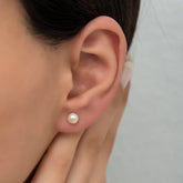 14K Gold Diamond Pearl Stud Earrings — Eclat