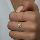 14K Gold Diamond Halo Pendant — Liora