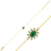 14K Gold Emerald & Diamond Oval Bracelet – Astra