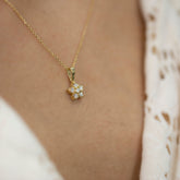 14K Gold Diamond Pavé Flower Necklace – Blossomé