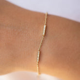 14K Gold Diamond Bar Bracelets for Woman/ Gold Diamond Bar Bracelet Gifts for Her/ 14K Gold Woman Bracelet/ The Mom/ Mothers Day Gift