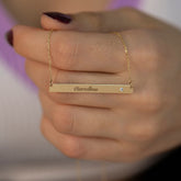 14K Gold Diamond Wide Initial Necklace – Emblem