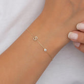 14K Solid Gold Diamond Initial for Women Bracelet/ Dainty Custom Gold Diamond Initial Bracelet/ Birthstone Jewelry with Diamond Letter