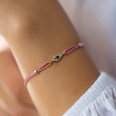 14K Gold Diamond Evil Eye Bracelet on Color Cord – Corde