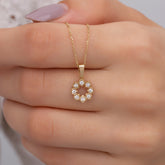 14K Gold Diamond Pavé Flower Necklace – Bellafleur