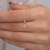 14K Solid Gold Diamond Flower Necklace – Petale