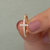 14 Ayar Katı Altın Pırlanta Haç Yüzük — Verion