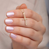 14K Gold Diamond Cross Necklace – Selora