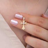 14K Gold Diamond Cross Necklace – Mirane