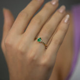14K Gold Pear Emerald & Diamond Ring — Ismene