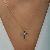 4K Gold Diamond Enamel Cross Necklace – Luminous