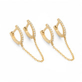 14K Gold Diamond Connected Hoop Earrings – Linkara