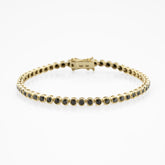 14K Gold Black Diamond Tennis Bracelet / Bezel Set Diamond Bracelet / Dainty Gold Bracelet for Women / Elegant Fine Jewelry Gift for Her