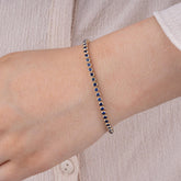 14K Gold Blue Sapphire Tennis Bracelet / Bezel Set Sapphire Bracelet / Dainty Gold Bracelet for Women / Elegant Fine Jewelry Gift for Her
