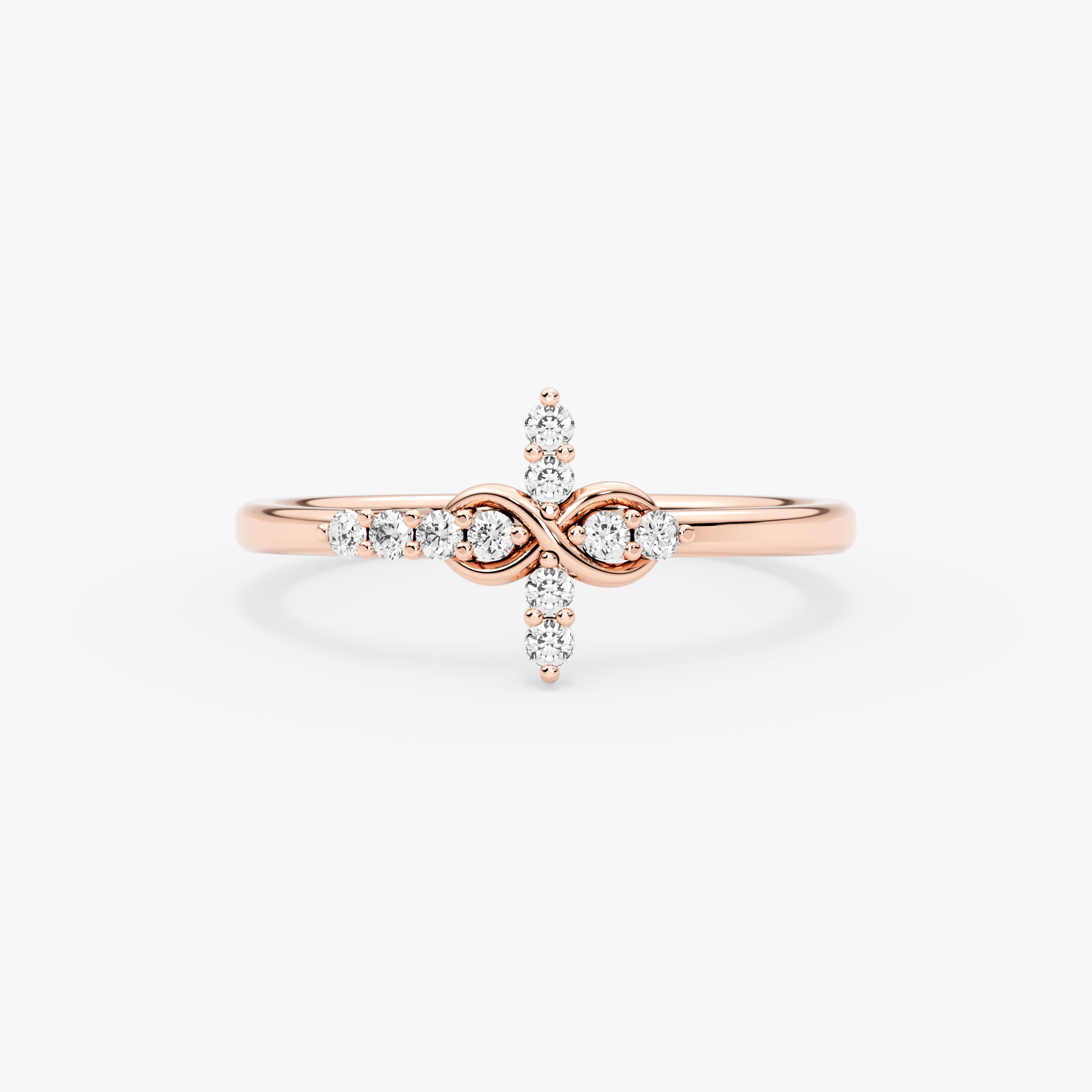 14K Gold Infinity Diamond Cross Ring – Everlight