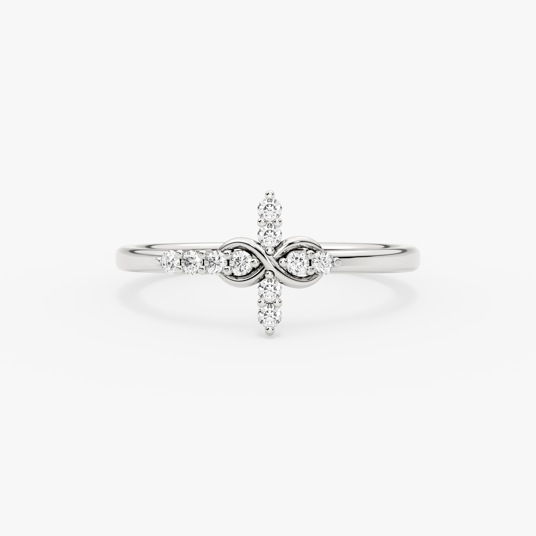 14K Gold Infinity Diamond Cross Ring – Everlight