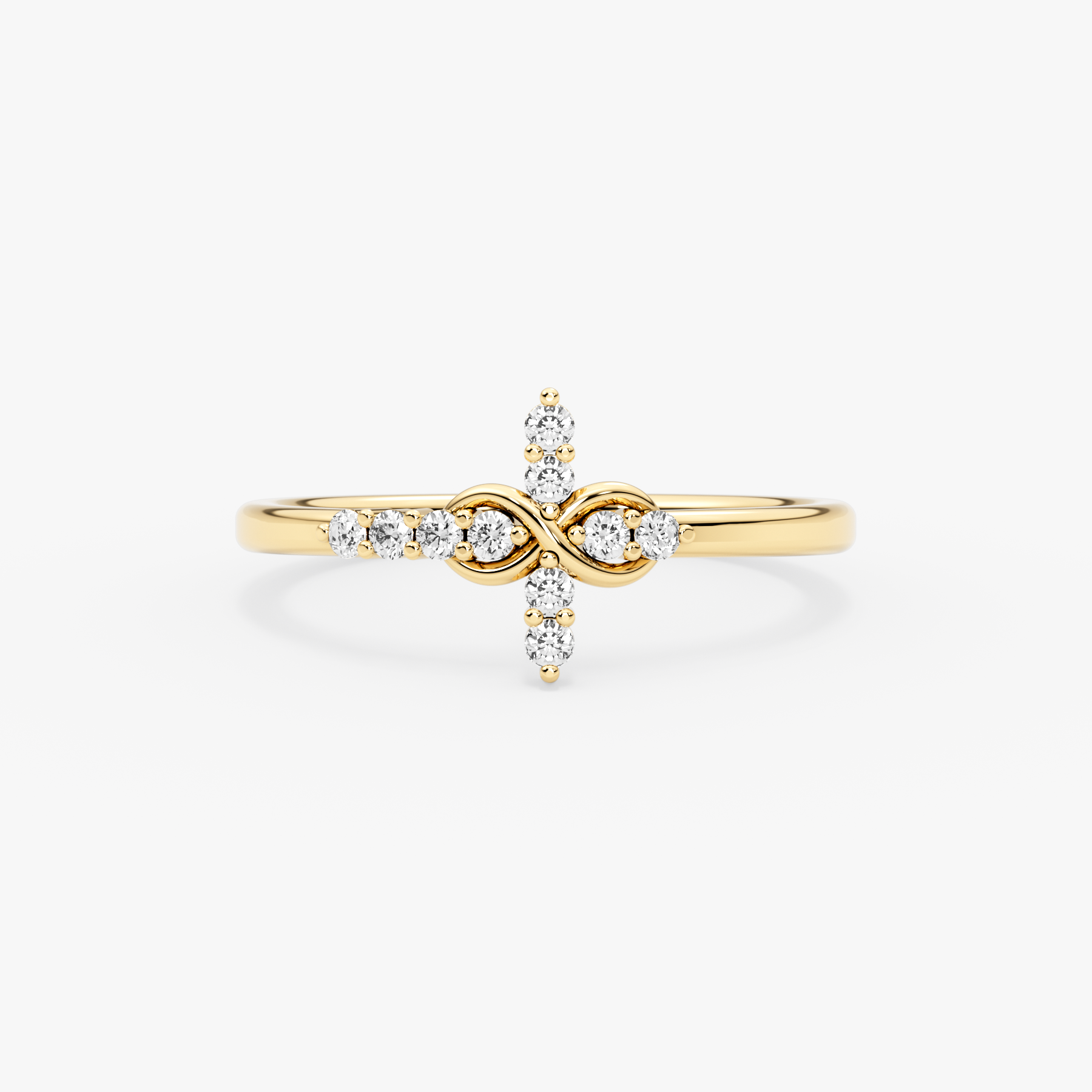 14K Gold Infinity Diamond Cross Ring – Everlight