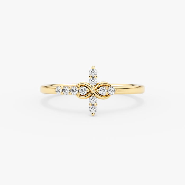 14K Gold Infinity Diamond Cross Ring – Everlight