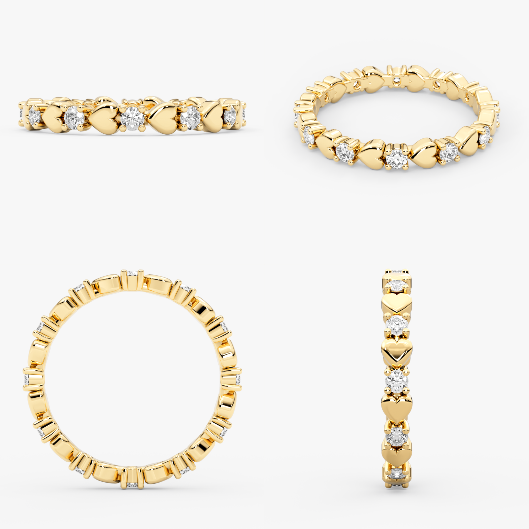 14 Ayar Altın Pırlanta Kalp Sonsuzluk Yüzüğü – Lovaire 