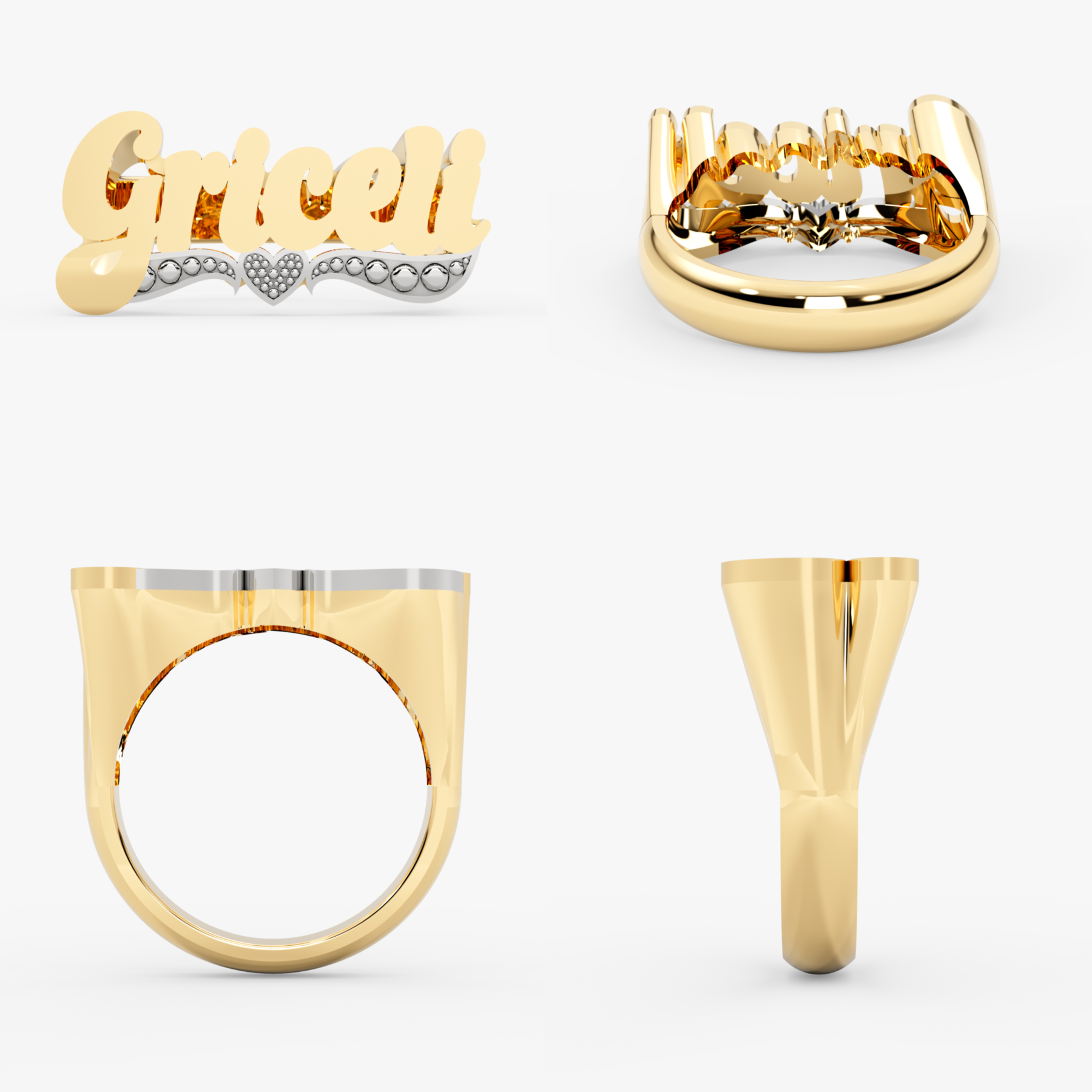 14K Solid Gold Custom Name Ring – Elowen