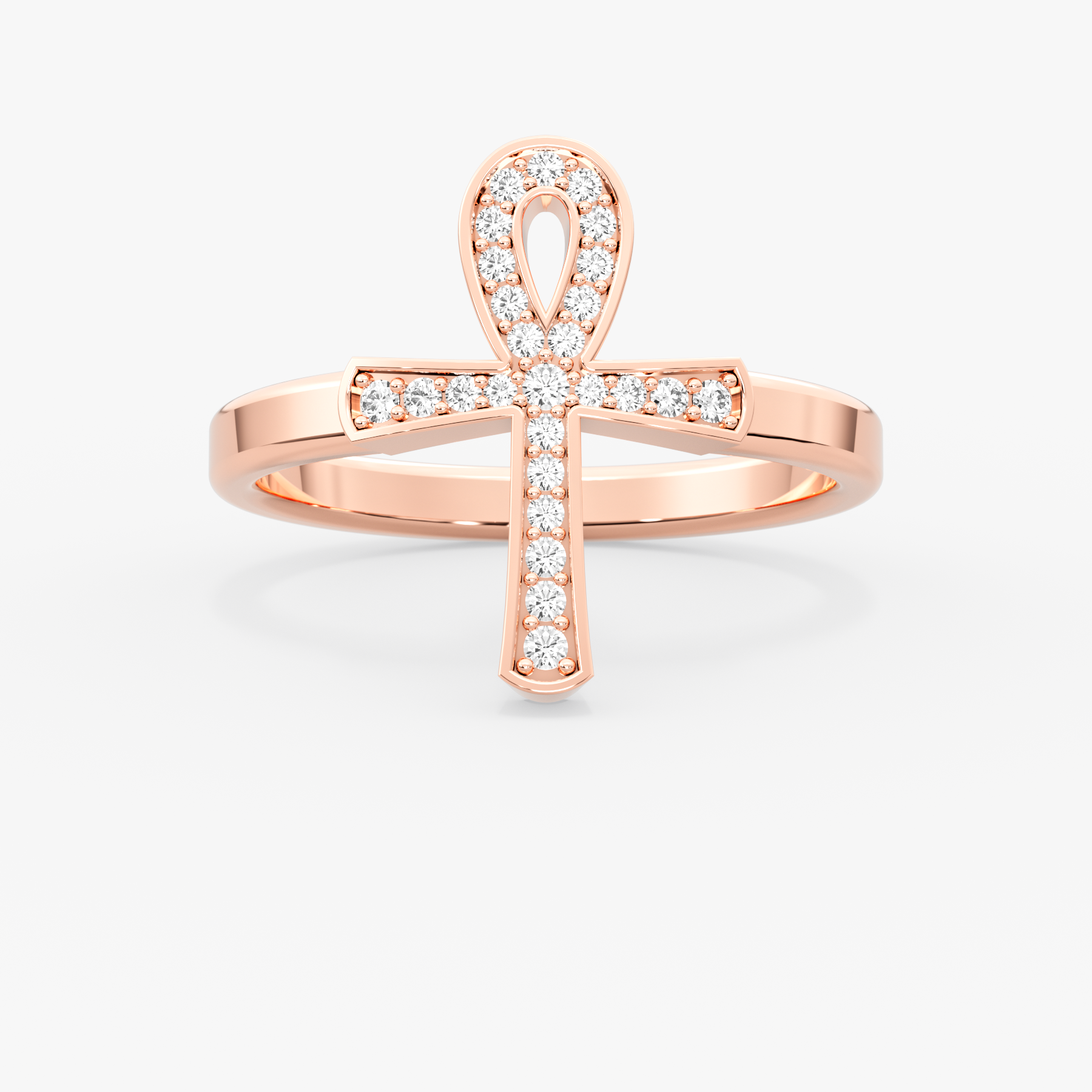 14K Gold Diamond Ankh Ring – Nefyra