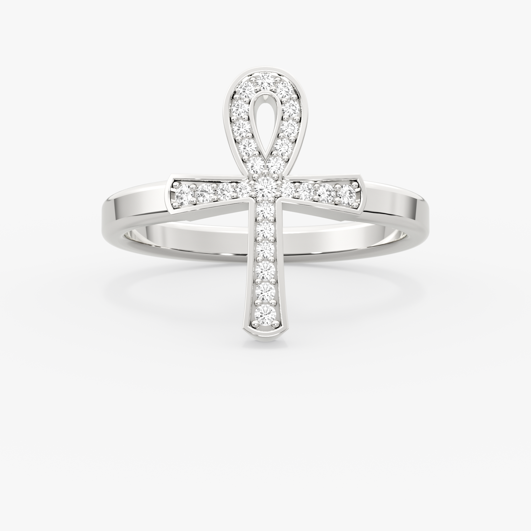 14K Gold Diamond Ankh Ring – Nefyra