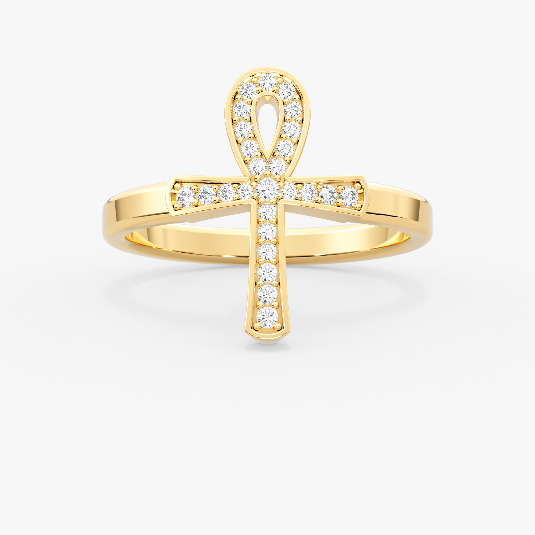 14K Gold Diamond Ankh Ring – Nefyra