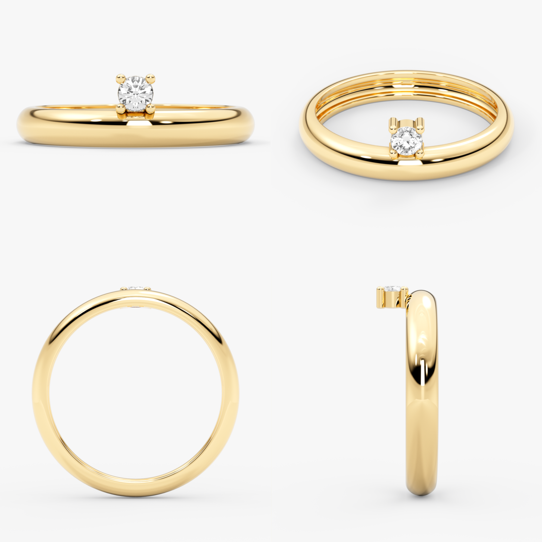 14 Ayar Altın Tektaş Pırlanta Yüzük – Aureva 