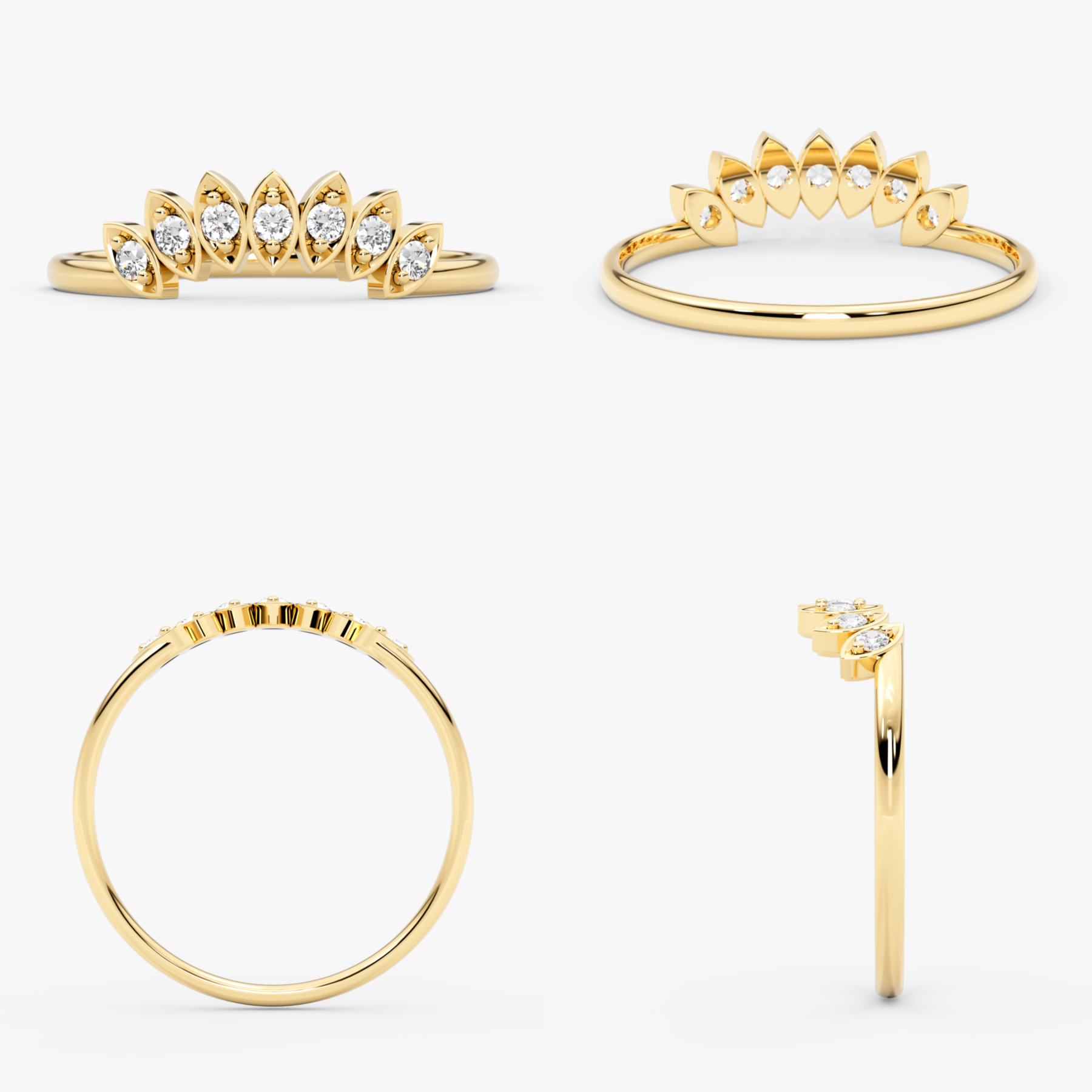 14K Gold Diamond Marquise Frame Nesting Band Ring – Lume