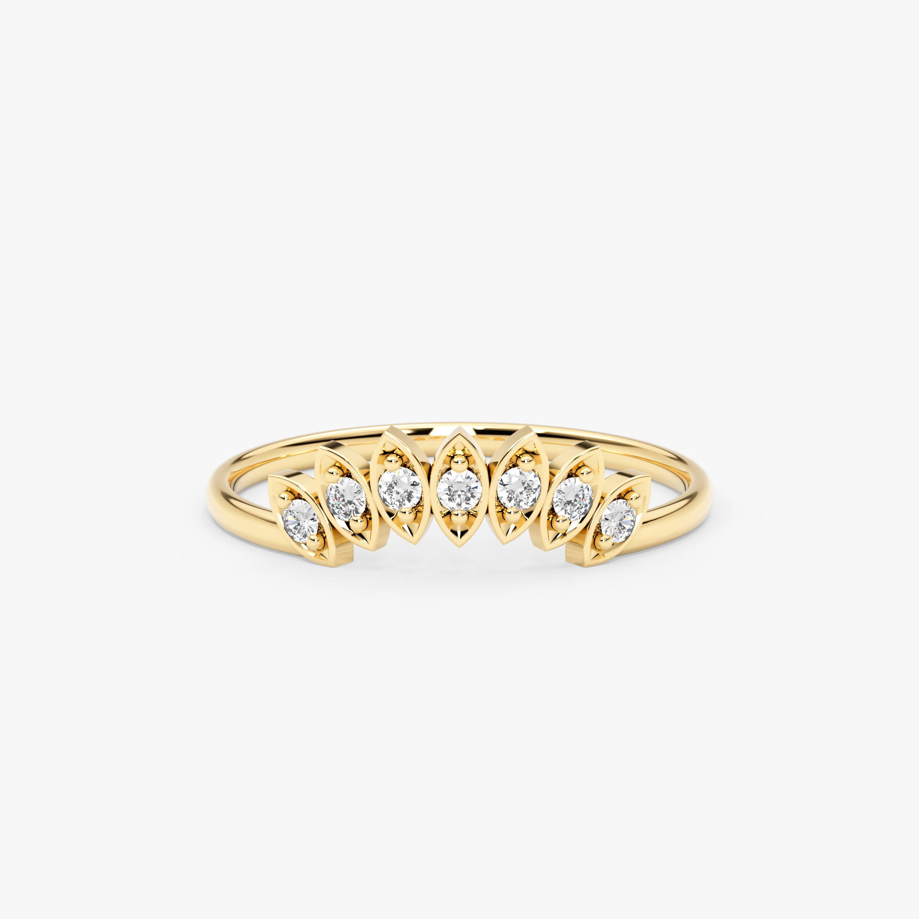 14K Gold Diamond Marquise Frame Nesting Band Ring – Lume