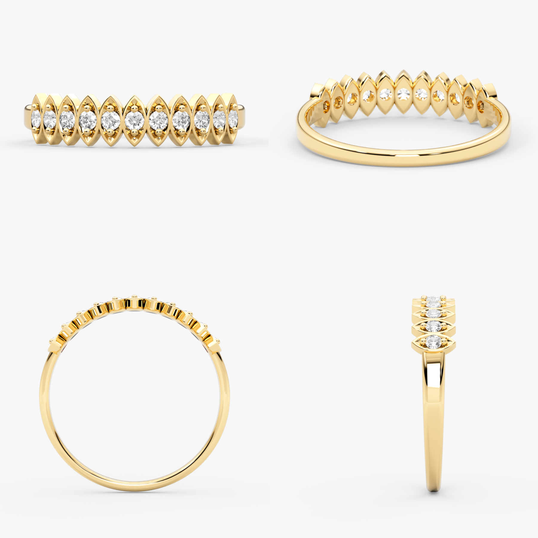 14K Gold Diamond Marquise Frame Band Ring – Lume