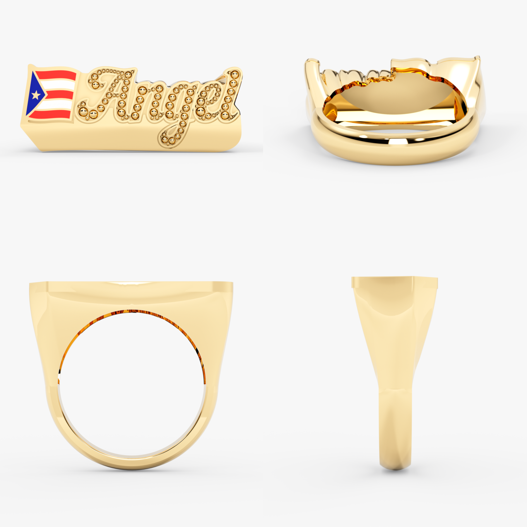 14 Ayar Altın İsim Yüzüğü (Emayeli) / 14 Ayar Altın Kişiselleştirilmiş İsim Yüzüğü / Altın Özel Harfli Bayrak Yüzüğü / Kişiselleştirilmiş Hediyeler