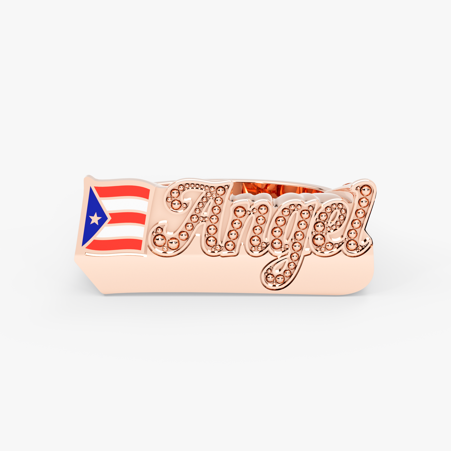 14K Gold Personalized Enamel Name Ring with Flag Detail – Cadence