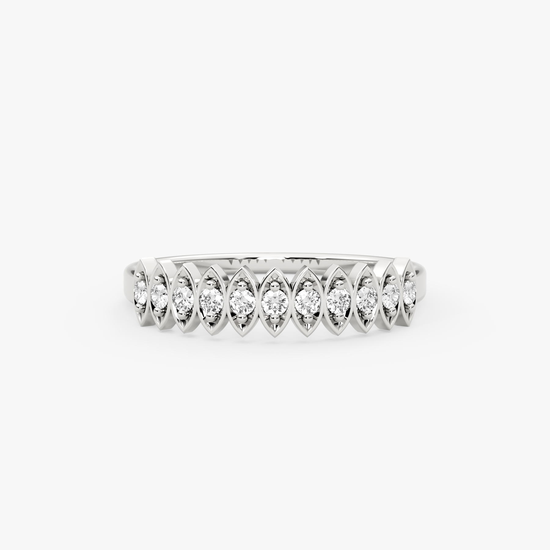14K Gold Diamond Marquise Frame Band Ring – Lume
