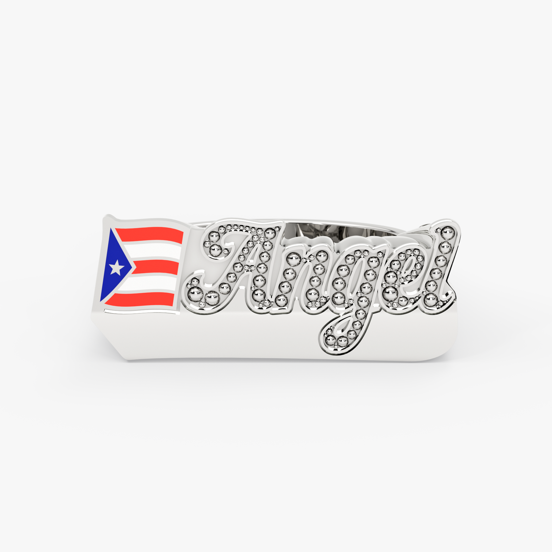 14K Gold Personalized Enamel Name Ring with Flag Detail – Cadence
