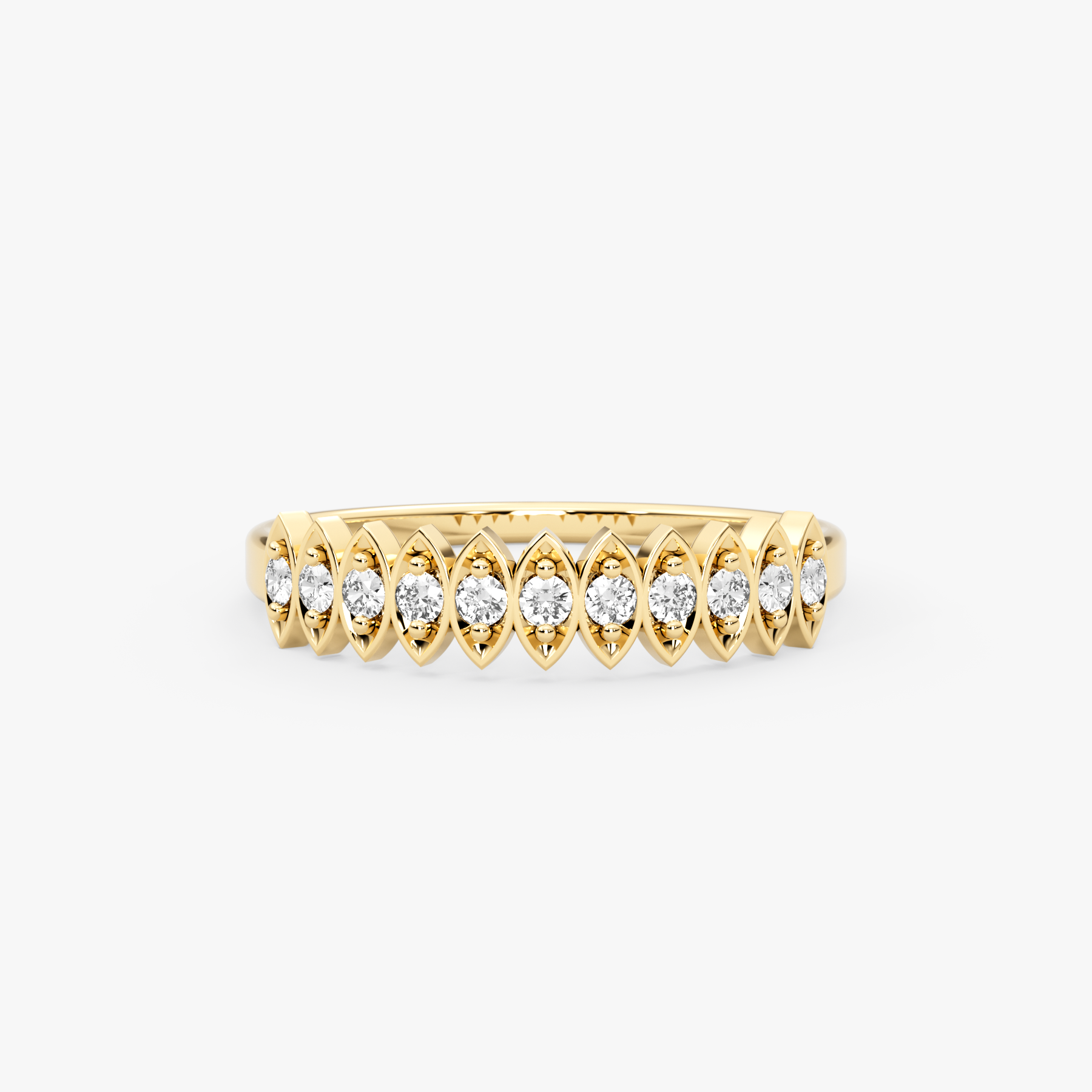 14K Gold Diamond Marquise Frame Band Ring – Lume