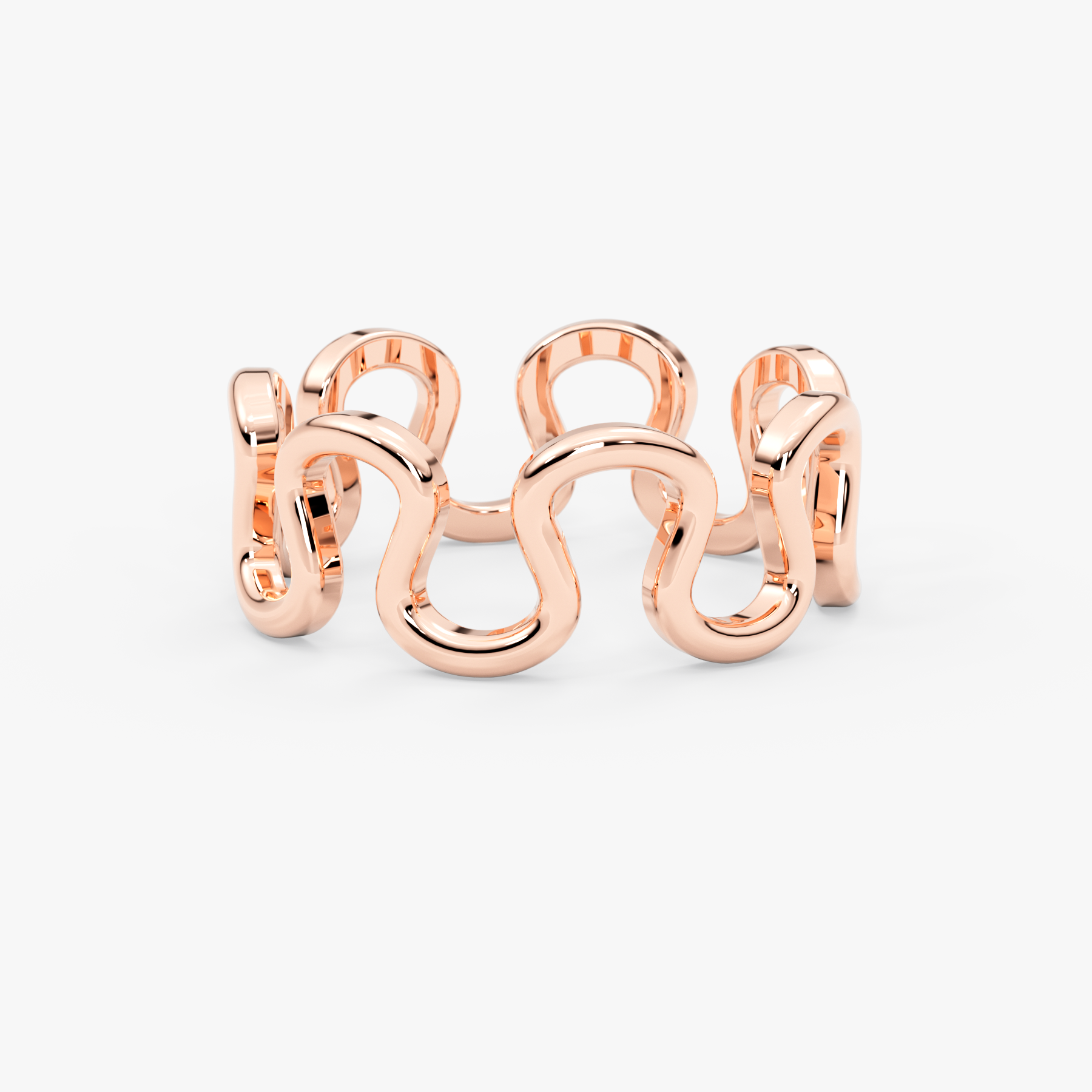 14 Ayar Altın Dalgalı Yüzük: Zarif Açık Bant, Zarif Altın Takı